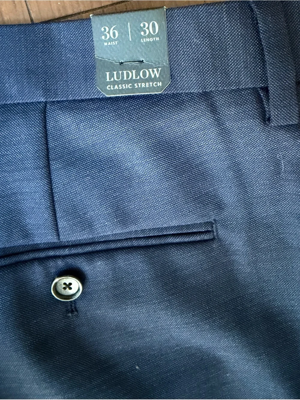 J.Crew Ludlow Dress Pants Mens 36x30 Navy Blue Plaid Four Season Wool Blend